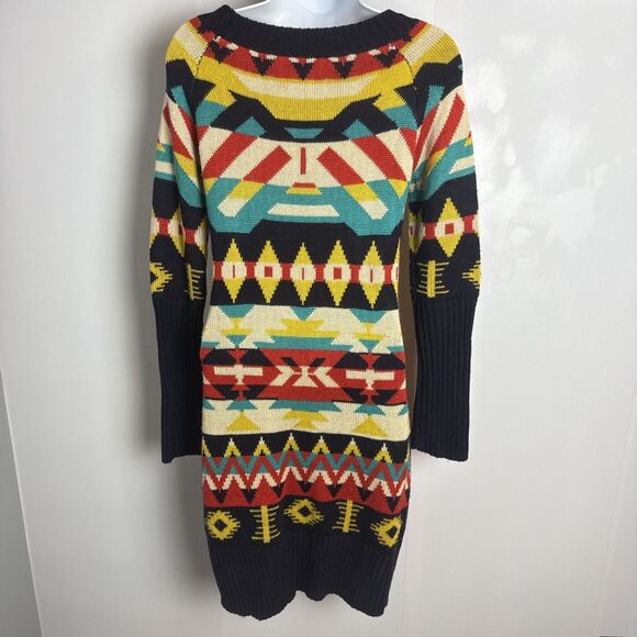 Jessica Simpson Womens Sweater Dress Aztec Tribal Boho Dopamine Maximalist - Picture 4 of 9